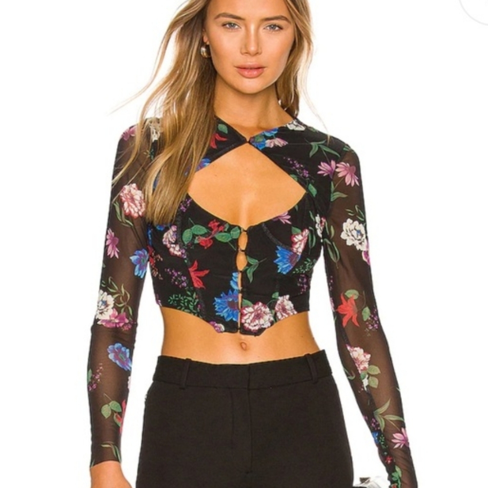AFRM Macie Top in Fall Noir Floral MED